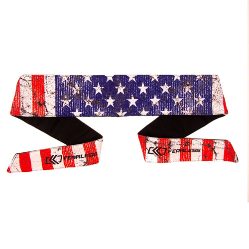 Fearless Paintball Headband - Long Tie - Willie American Flag - Distressed