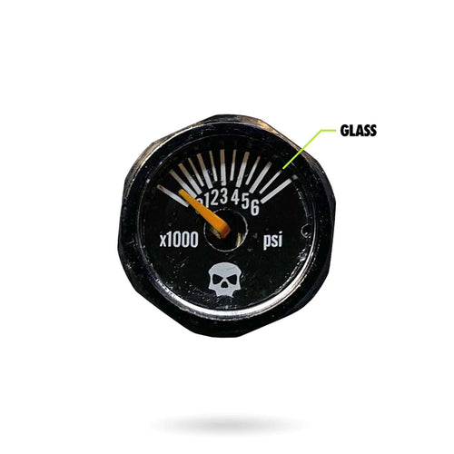 Infamous Air Tank Mini Gauge - 6000 PSI - Skull Black Glass Face